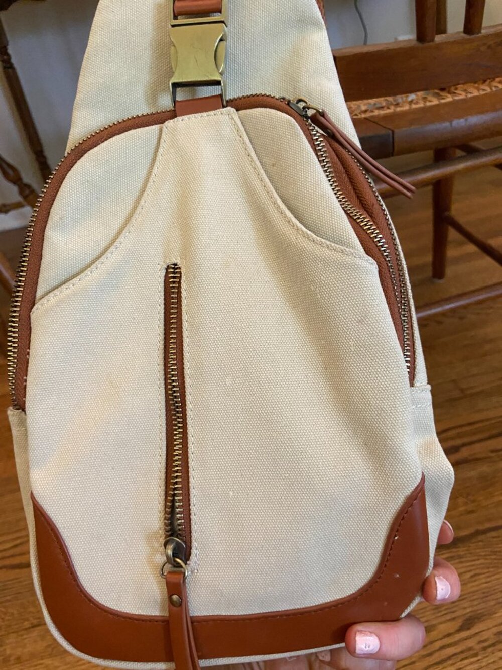 Cross body tan and cream multi-pocket purse from Alt'rd State